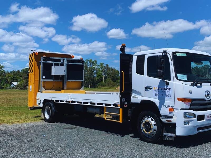 TMA truck ensuring road safety in a high-risk traffic control environment.