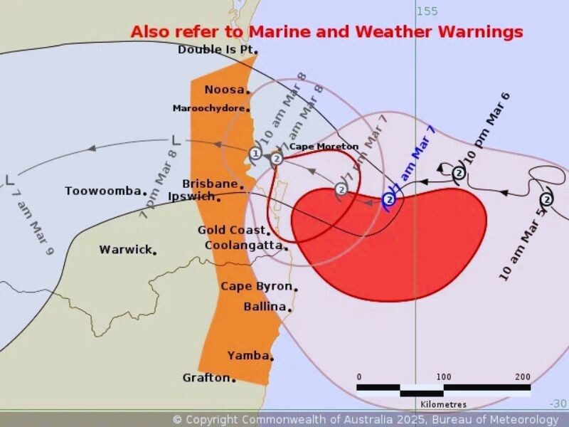 Traffic control measures in place during cyclone recovery efforts in Queensland.